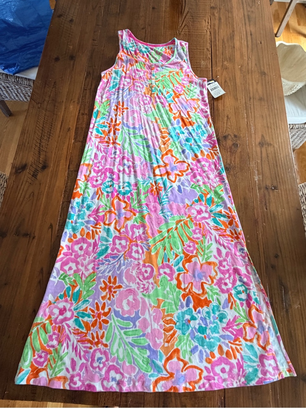 Chaps small Floral Tank Maxi Dress in Pink, Orange, Green, Blue, Purple